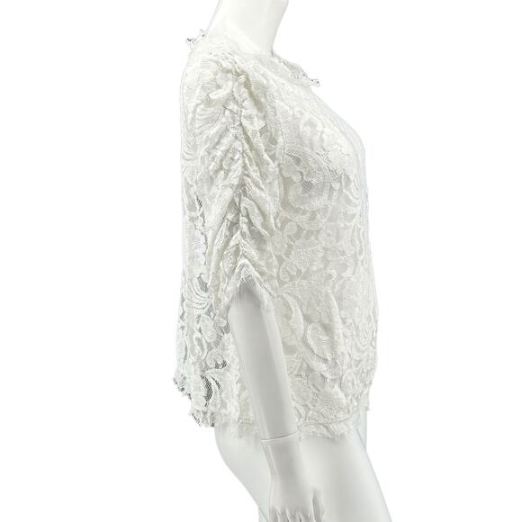Sundance Top Womens Large White Floral Paisley Lace Sheer Boho Cottage Angelcore - Picture 3 of 7
